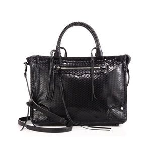 Rebecca Minkoff Black Snake Embossed Regan Satchel